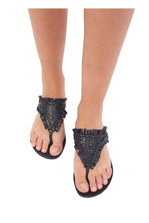Black Capri Sandals with fringes Da Costanzo | 2705NERO